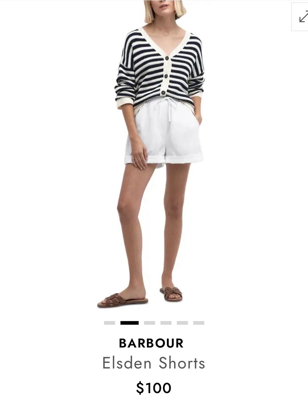NWT Barbour Elsden White Linen/Cotton Drawstring Shorts size 8